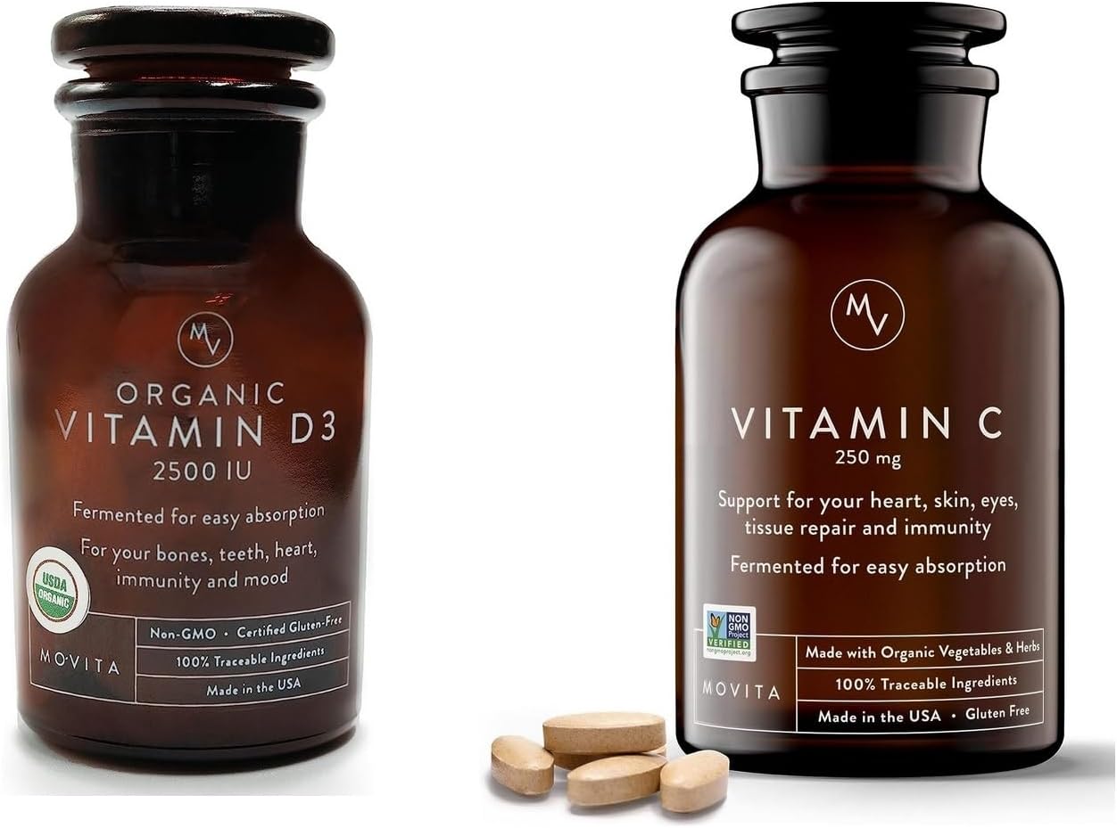 Organic Fermented Vitamin D3 2500IU + Vitamin C 250mg in a Bottle
