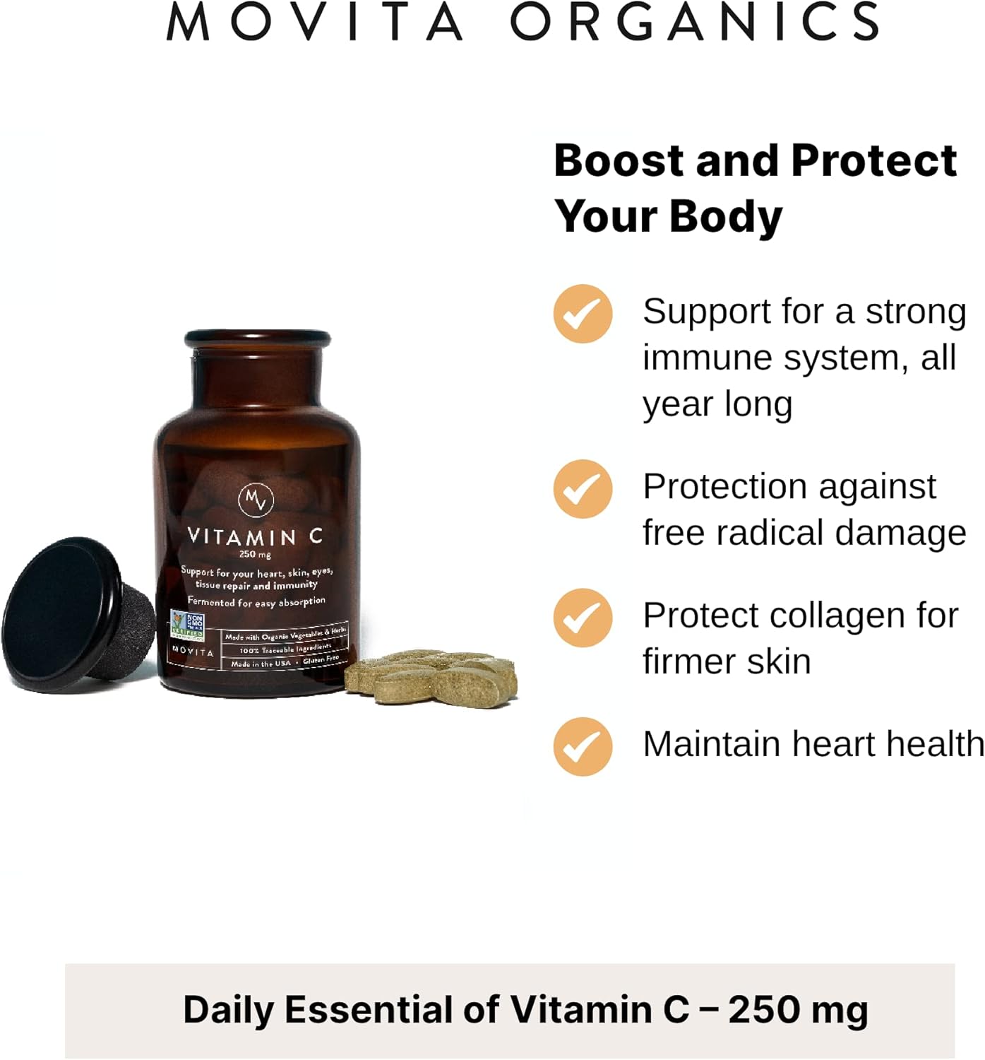 Organic Fermented Vitamin D3 2500IU + Vitamin C 250mg in a Bottle