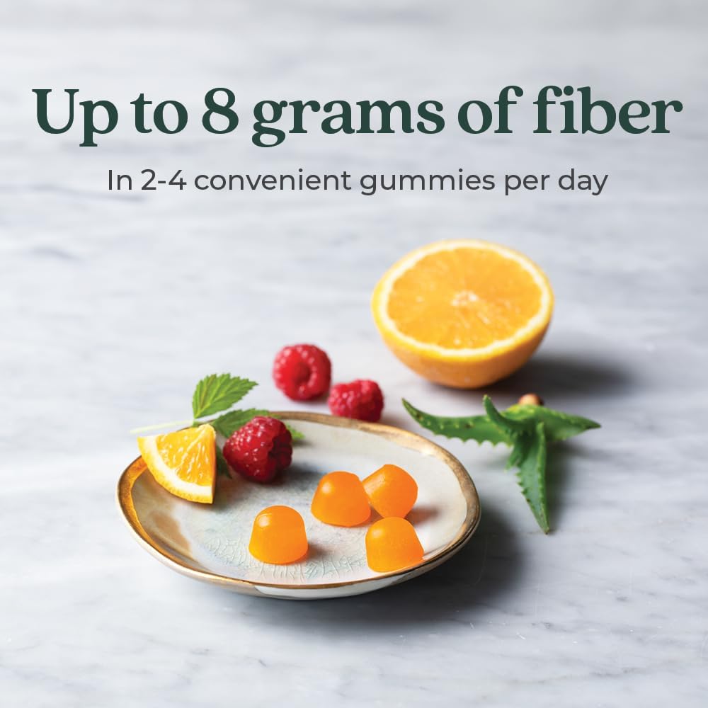 Organic Fiber Gummies for Adults - 8g Plant-Based Prebiotic Fiber - Vegan, Non-GMO, USDA Organic - Digestive Health Support - Citrus-Berry, 60 ct