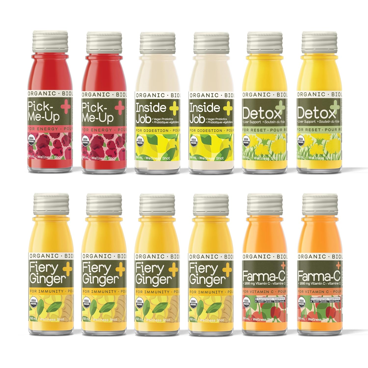 Organic Fiery Ginger Wellness Shots Variety Pack - Cold Pressed Immunity Shots, Vegan & Gluten-Free - 2 Oz, Pack of 12 by GREENHOUSE JUICE CO.