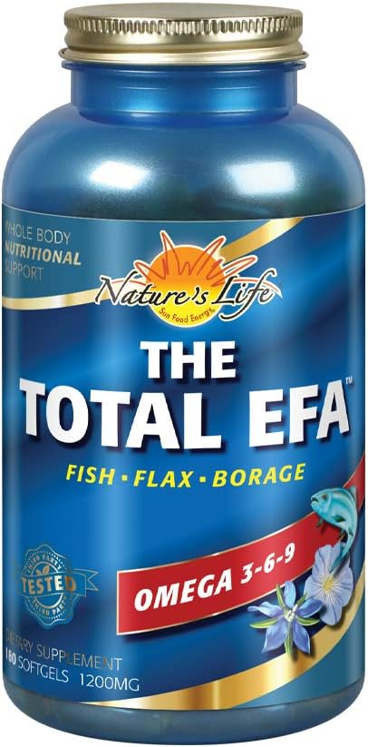 Organic Flaxseed, Borage & Fish Oil Softgels for Skin, Heart, and Memory Support - 180 Count