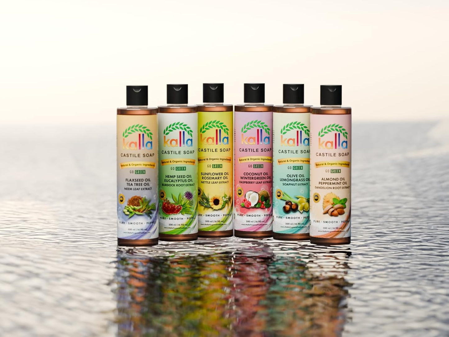 Organic Flaxseed Castile Soap with Neem Leaf Extract - 250ml, Tea Tree Essential Oil, Gluten-Free Hand Soap