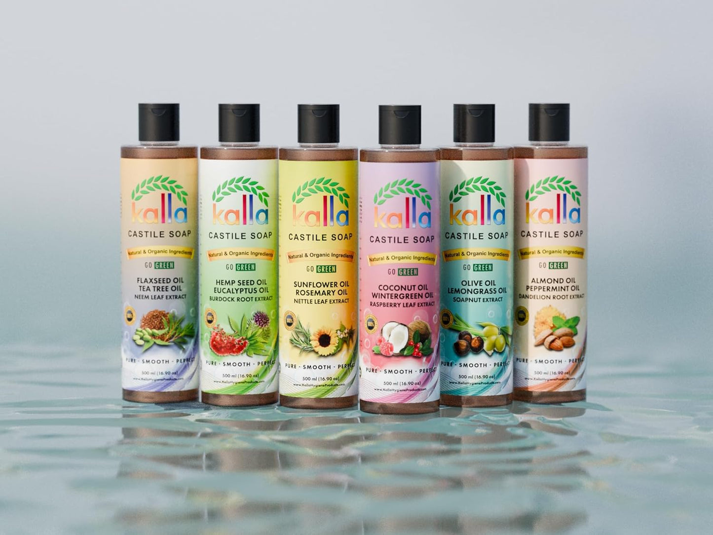 Organic Flaxseed Castile Soap with Neem Leaf Extract - 250ml, Tea Tree Essential Oil, Gluten-Free Hand Soap