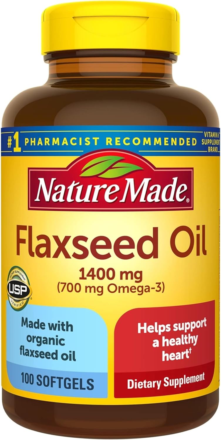 Organic Flaxseed Oil Capsules 1400mg - Heart Health Omega 3-6-9 - 300 Count