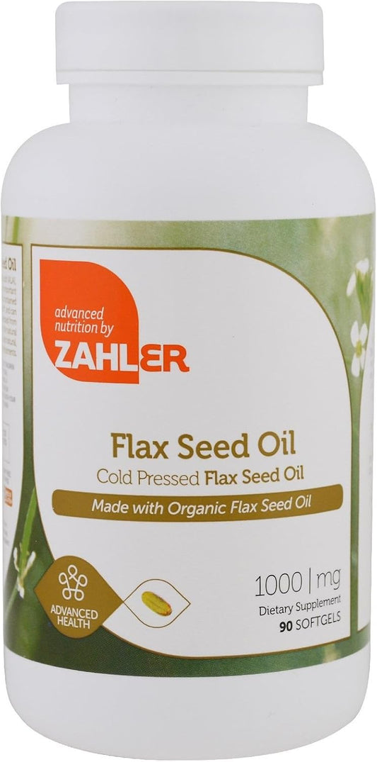 Organic Flaxseed Oil Softgels - 1000mg Cold-Pressed Omega-3 ALA Supplement - Non-GMO Gluten-Free Vegetarian - 90 Count