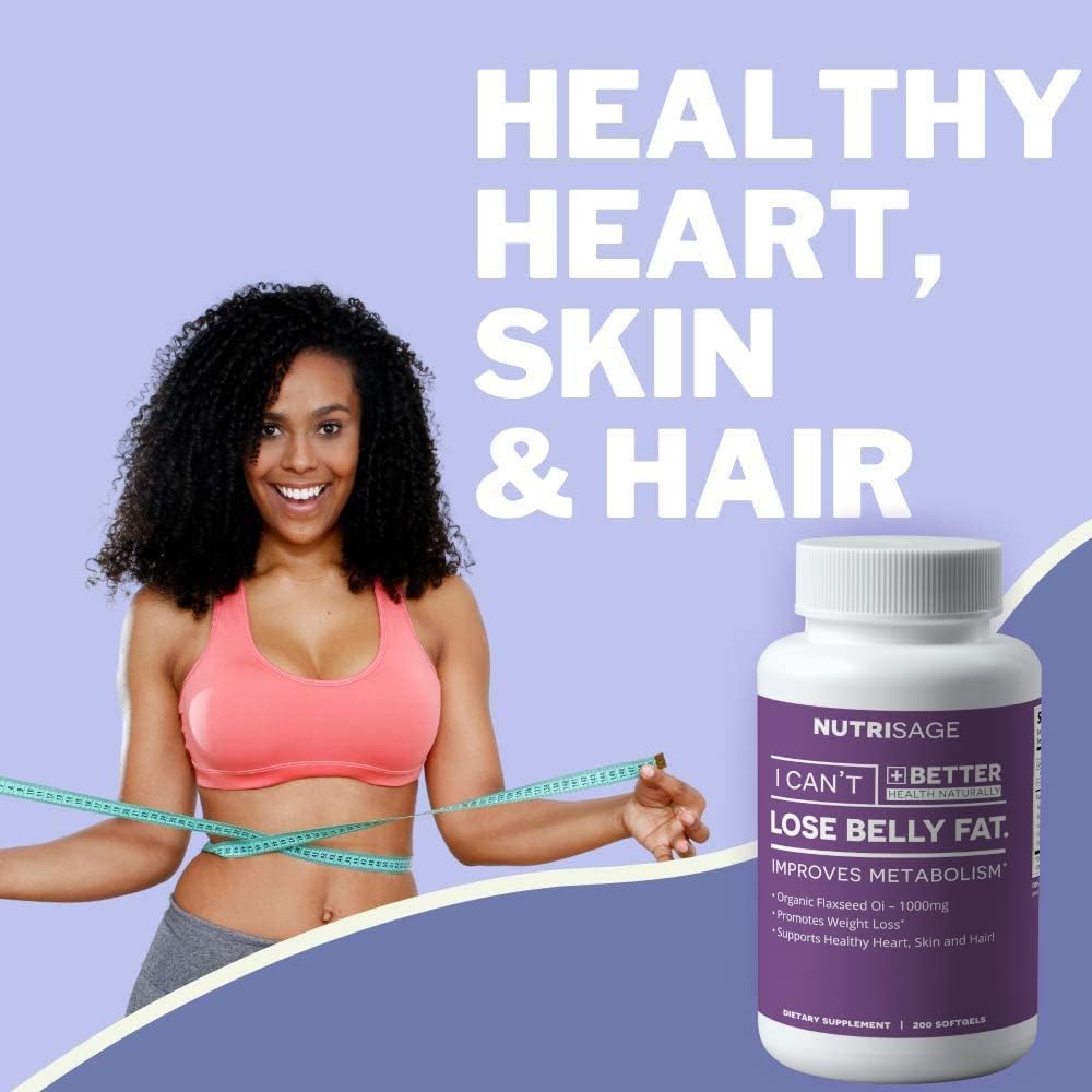 Organic Flaxseed Oil Softgels 1000mg - Omega 3 6 9 Capsules for Heart, Skin, Hair - NutriSage Flax Seed Oil