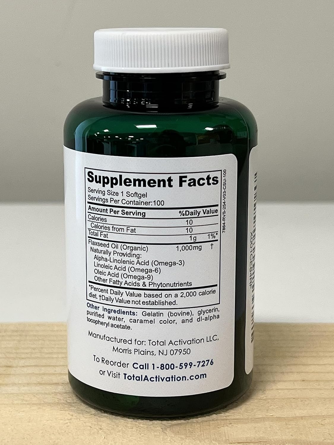 Organic Flaxseed Oil Softgels 1,000mg Omega-3 for Immune Support & Healthy Hair, Skin, Nails - 100 Softgels