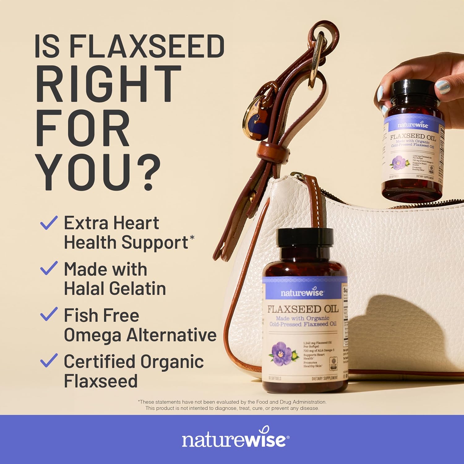 Organic Flaxseed Oil Softgels for Heart Health Support - Fish Free Omega 3 6 9 with ALA - Non-GMO, Cold Pressed - 30ct