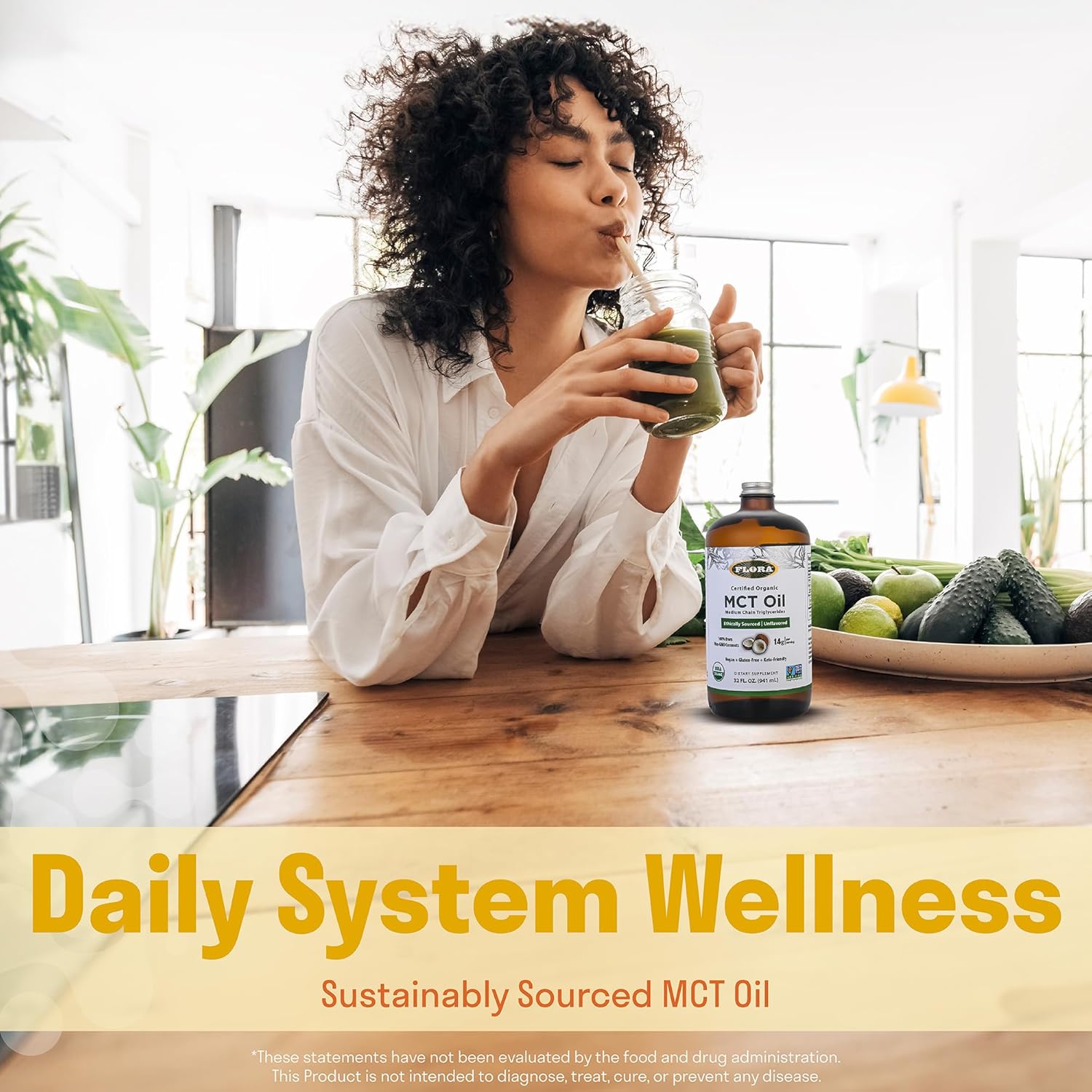 Organic Flora Health MCT Oil - Brain Fuel Boost - C8 & C10 Acids - Keto, Kosher, Non-GMO - 100% Ethically Sourced - 32 Fl Oz