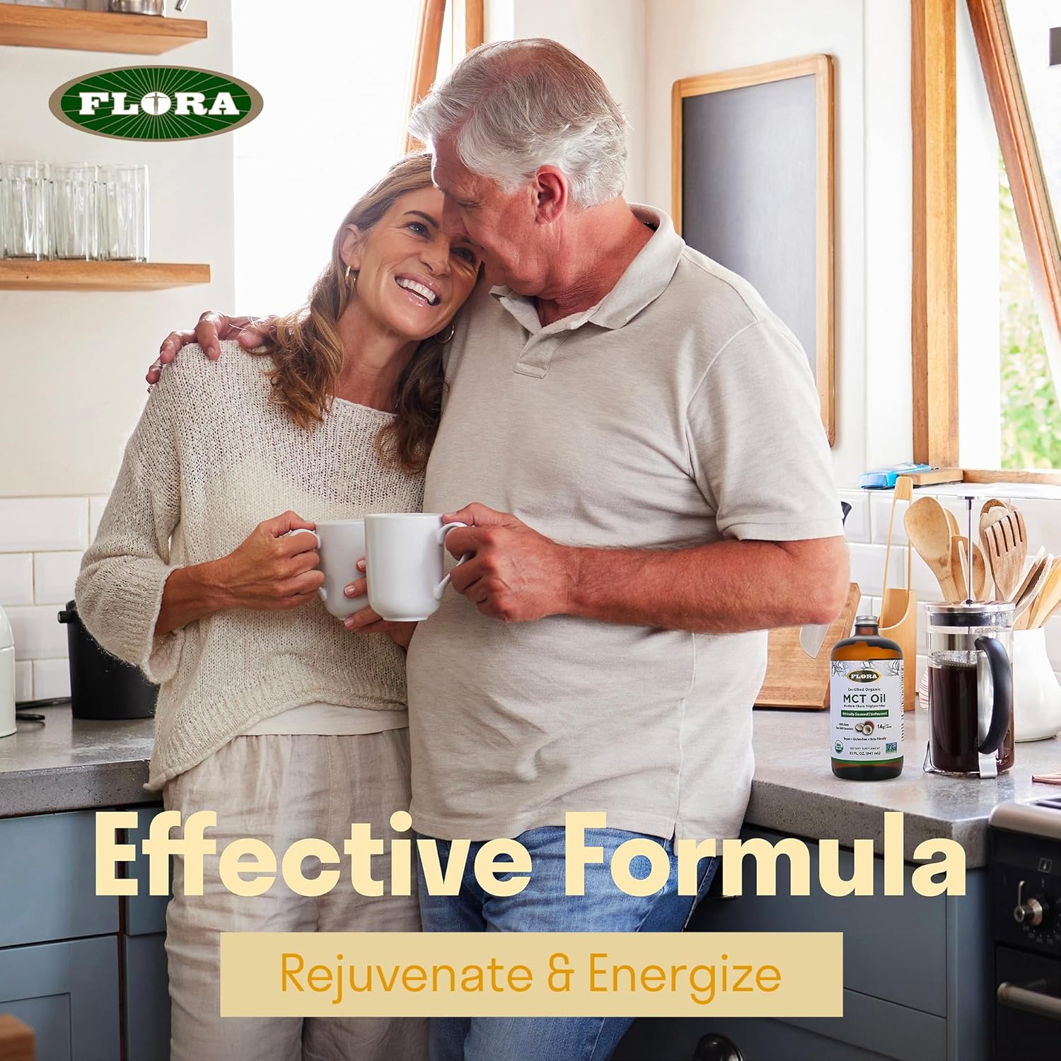 Organic Flora Health MCT Oil - Brain Fuel Boost - C8 & C10 Acids - Keto, Kosher, Non-GMO - 100% Ethically Sourced - 32 Fl Oz