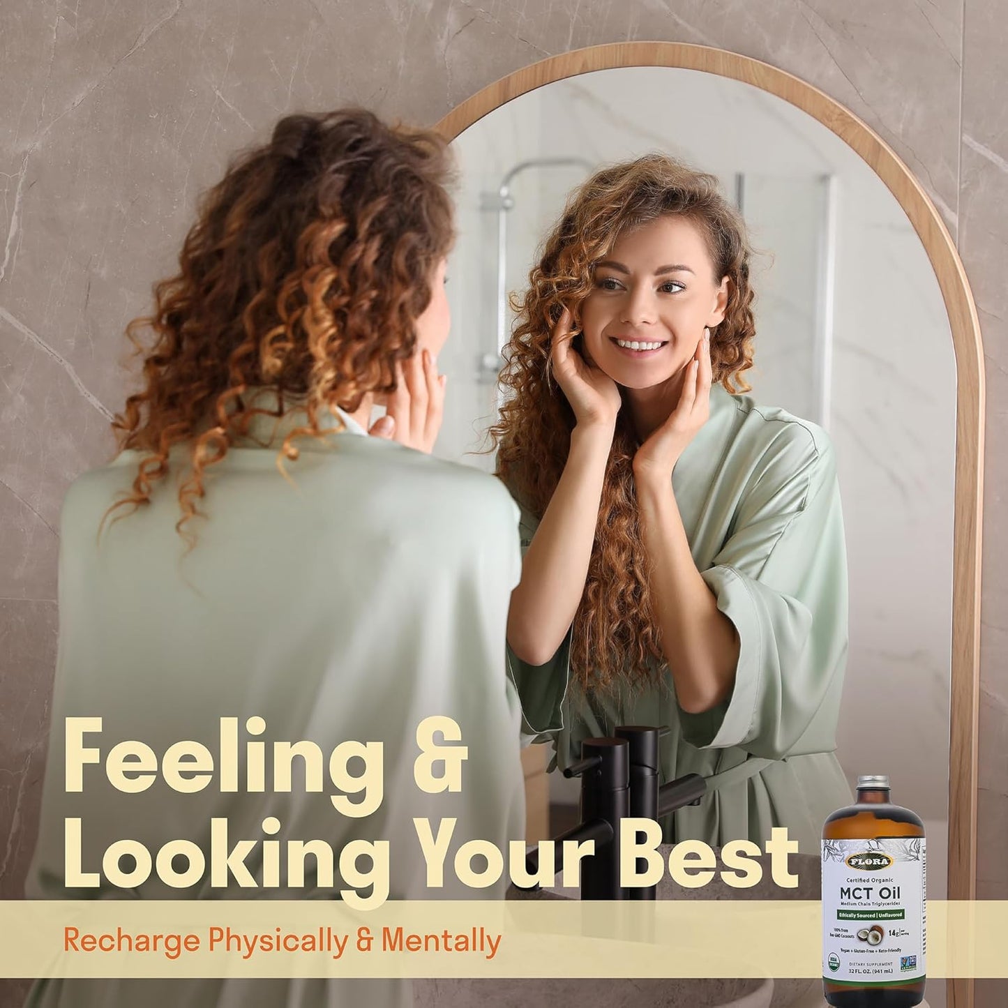 Organic Flora Health MCT Oil - Brain Fuel Boost - C8 & C10 Acids - Keto, Kosher, Non-GMO - 100% Ethically Sourced - 32 Fl Oz