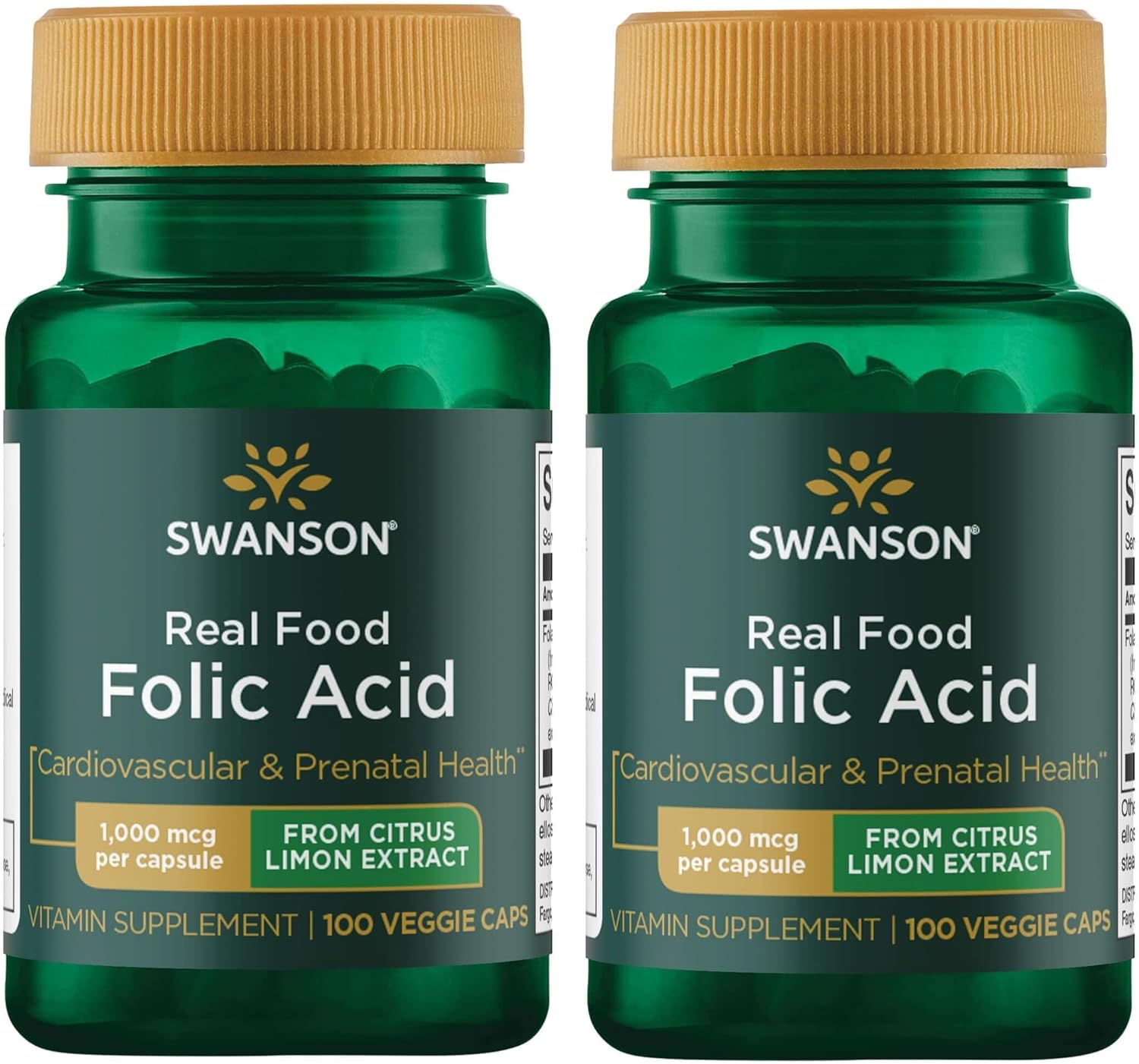 Organic Folic Acid Supplement for Heart & Pregnancy Health - B-9 Vitamin from Lemon Extract, Vegan & Gluten-Free, Non-GMO, 1000 mcg, 200 Capsules