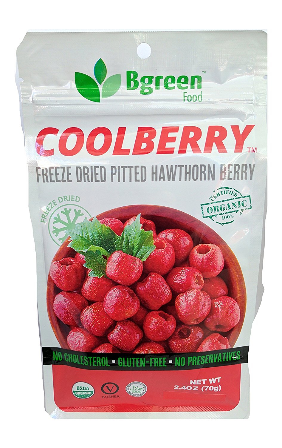 Organic Freeze Dried Hawthorn Berry by coolberry Bgreen - USDA Organic Superfood for Tea Infusions and Smoothies