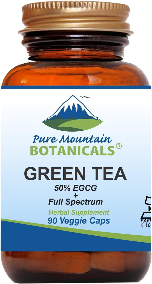 Organic Full Spectrum Green Tea Capsules - 90 Kosher Vegan Caps with 450mg Pure Extract