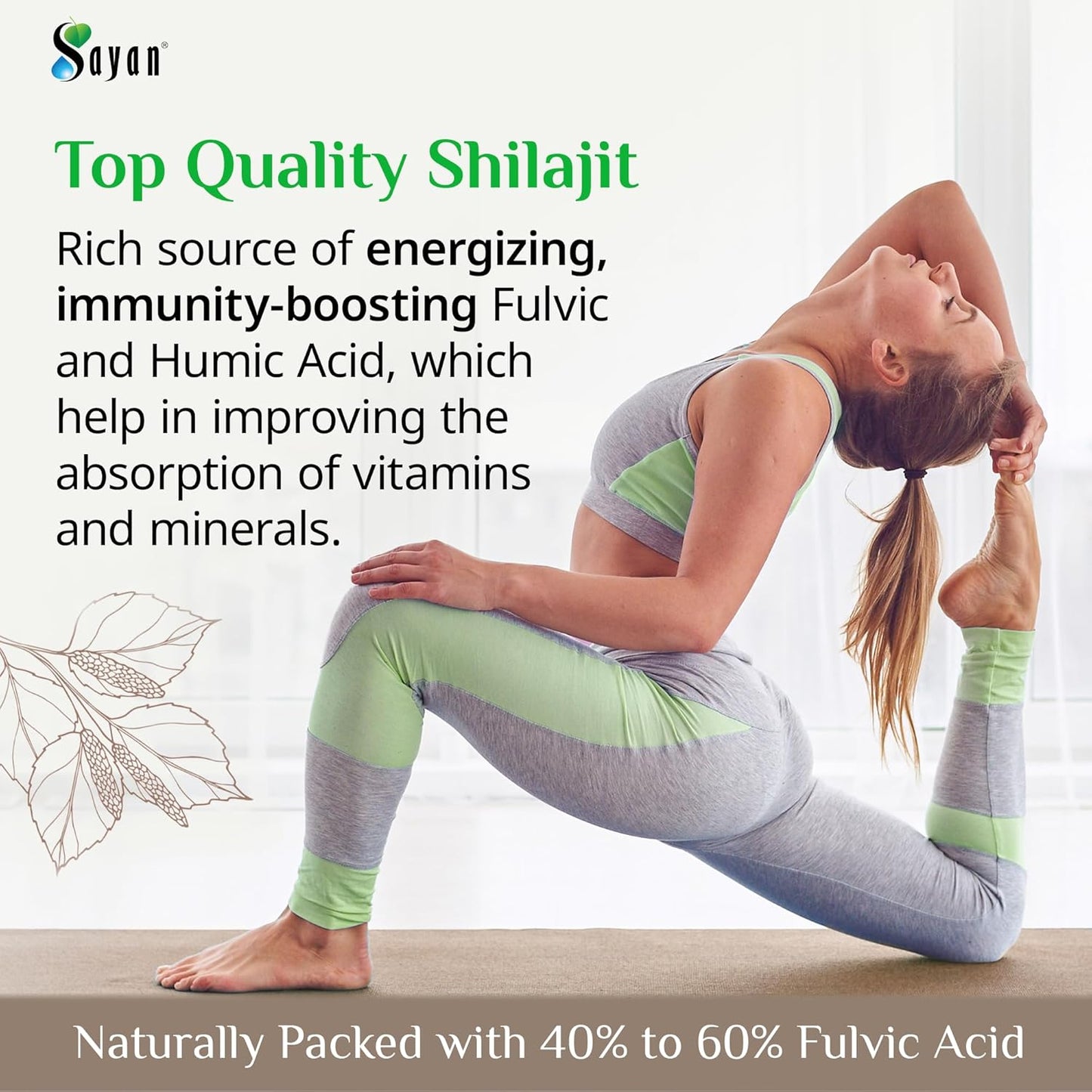 Organic Fulvic Acid Supplement for Immune Support, Memory, Focus, Energy - Sayan Pure Shilajit Resin 1.4oz/40g, 265 Servings - Vegan, Non-GMO - Detox Properties