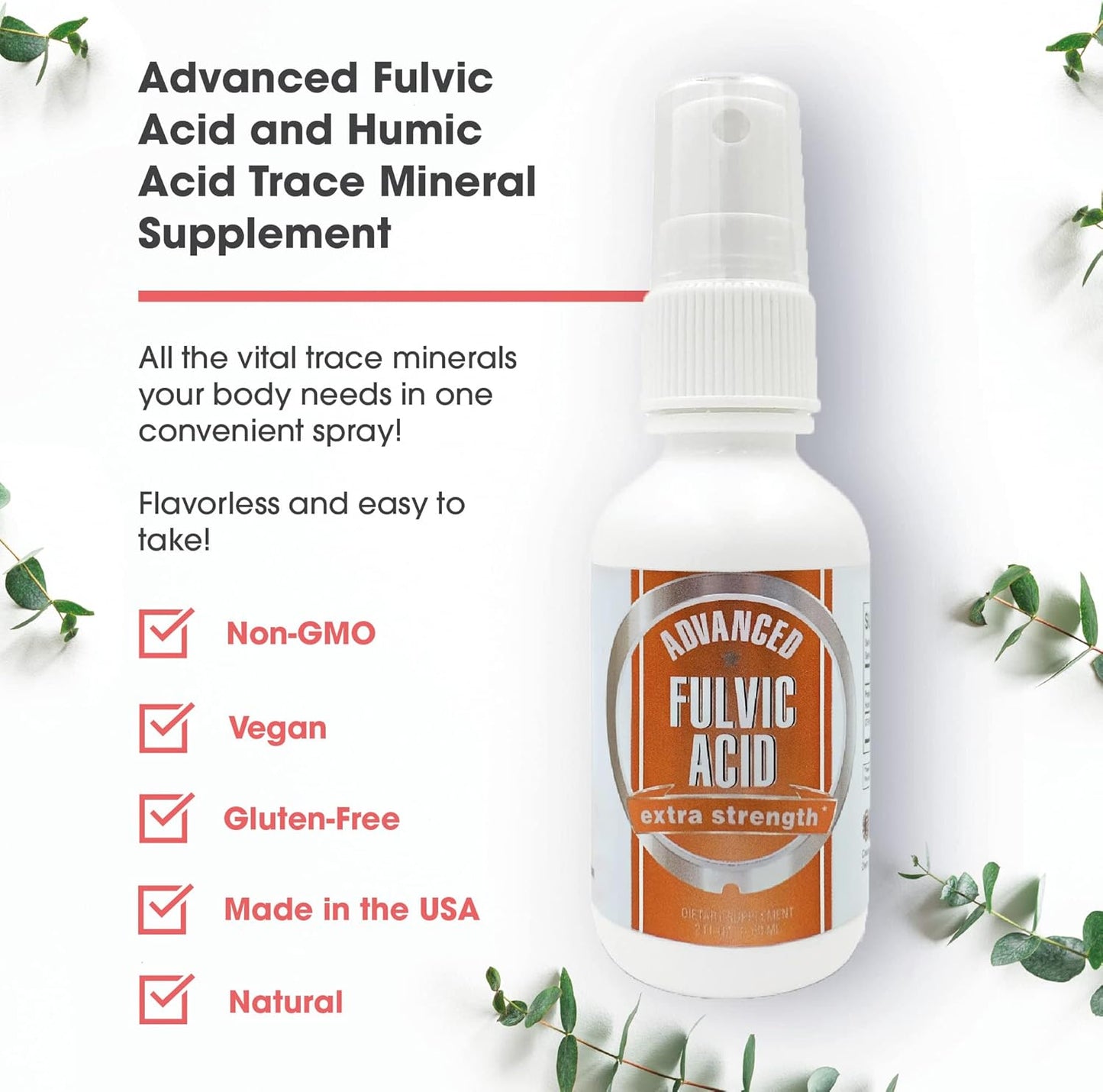 Organic Fulvic and Humic Acid Liquid Spray Supplement - 70+ Ionic Trace Minerals & Electrolytes, Shilajit Benefits - 8 oz, 240 Servings