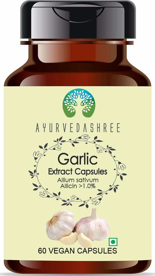 Organic Garlic Extract Capsules - 500mg, 60 Veg Caps, Allium Sativum, Vegan, Gluten-Free, GMP Certified