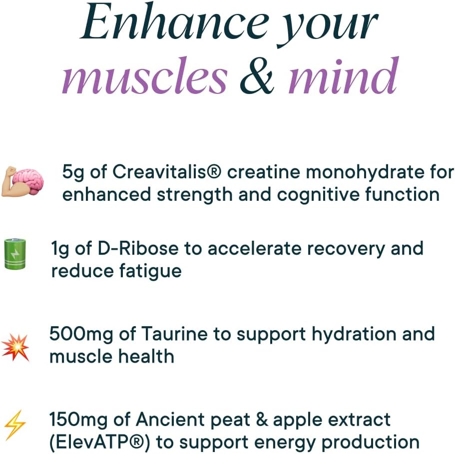 Organic German-Sourced Creatine Monohydrate Powder with Creavitalis for Strength, Energy Support, and Recovery - Acai Berry Flavor, 30 Servings