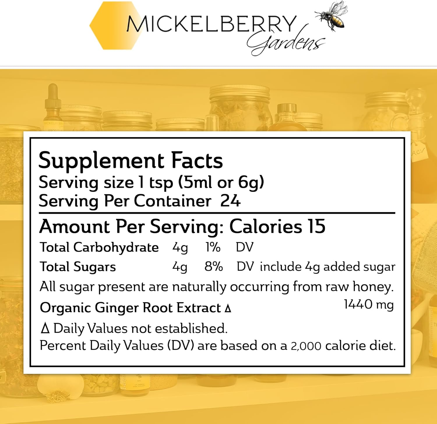 Organic Ginger Honey Tonic for Immune Support and Digestive Health - 4 Oz