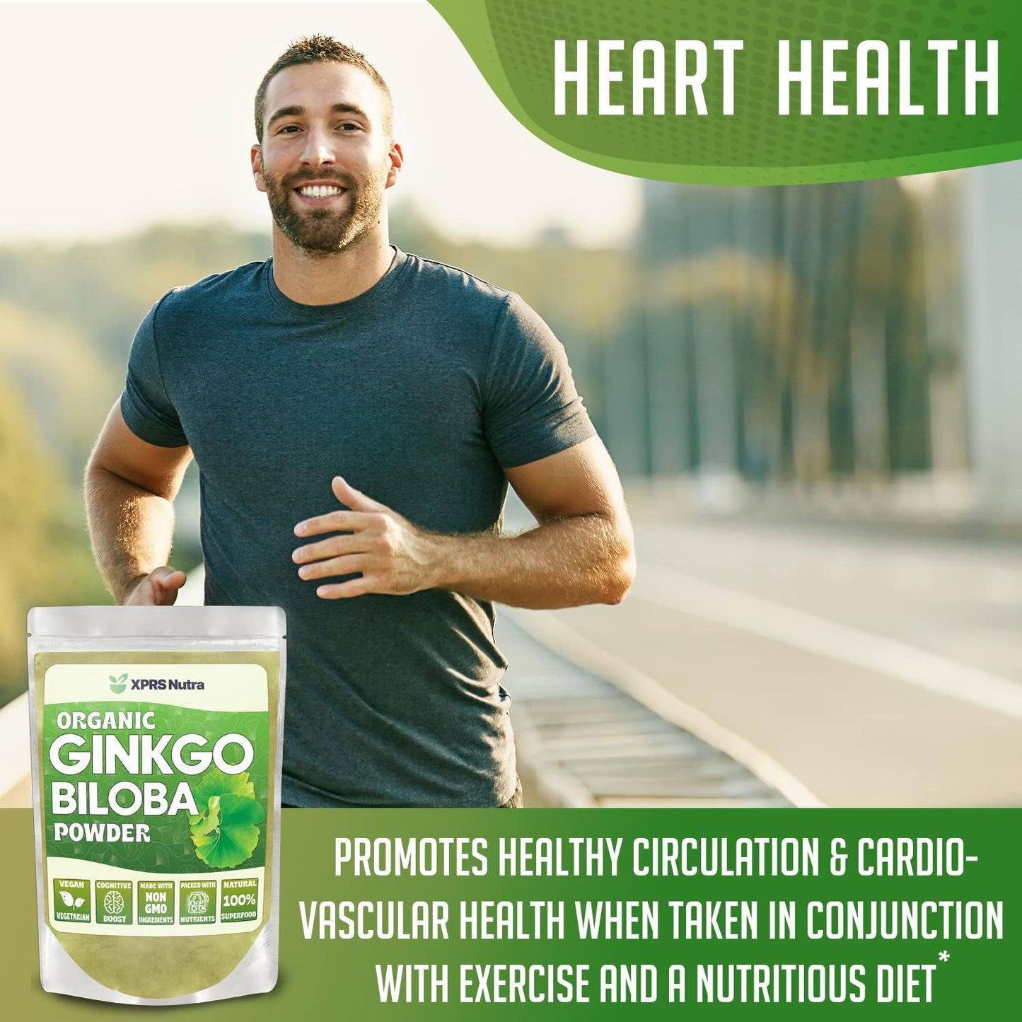 Organic Ginkgo Biloba Powder for Cognition and Immunity Boost - Vegan-Friendly Supplement (16 oz)