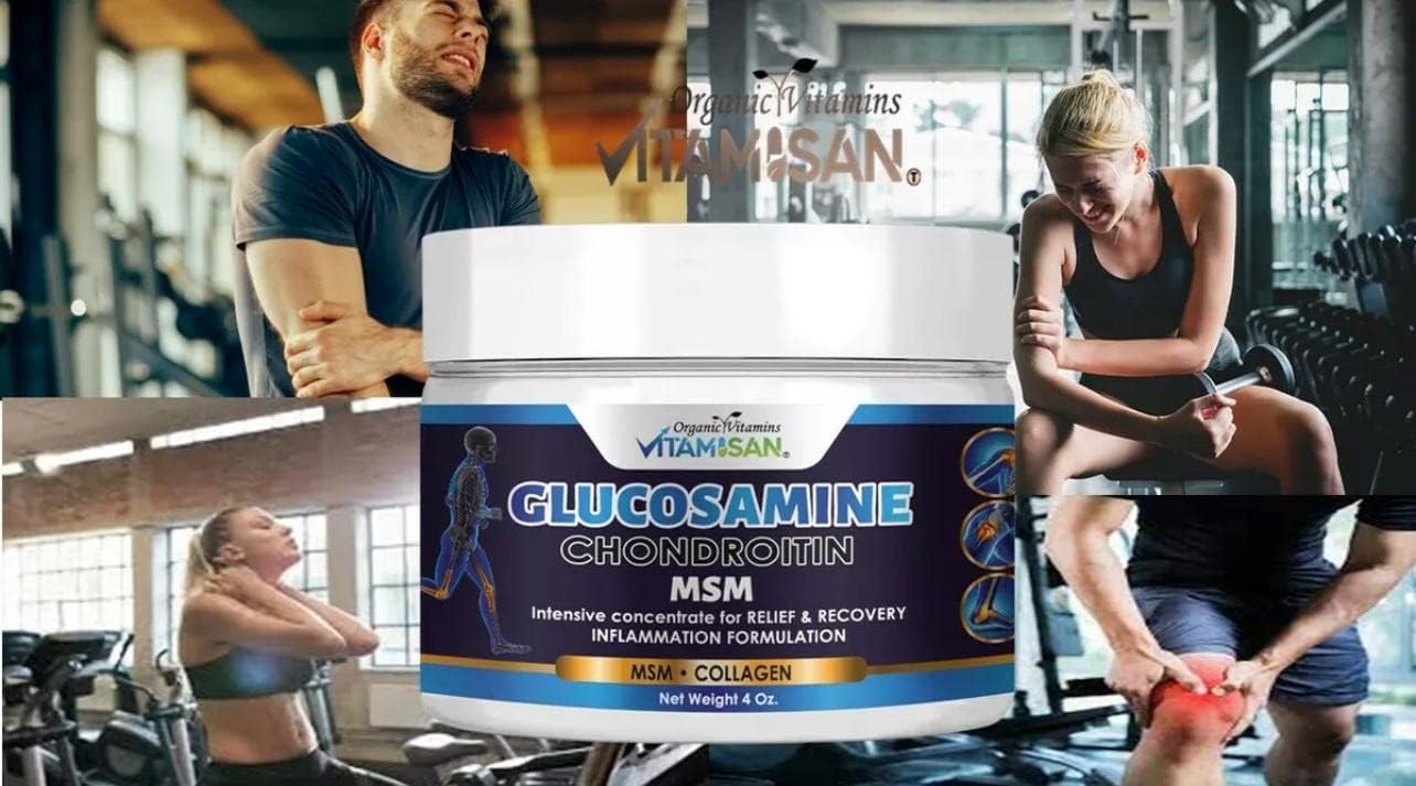 Organic Glucosamine & Chondroitin Cream with MSM, Arnica, Collagen - Natural Joint & Muscle Support for Men and Women