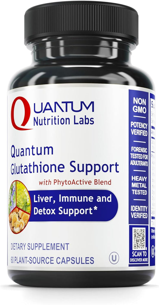 Organic Glutathione Capsules for Adults - Quantum Nutrition QNL Supplement - Antioxidant & Immune Support - 60 Plant-Source Capsules
