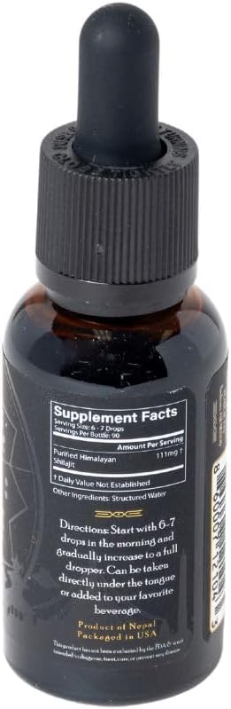 Organic Gold Grade Himalayan Shilajit Liquid Drops | Sourced by Nepalese Sherpas | Lab Tested for Purity | Sundried at 18k Feet