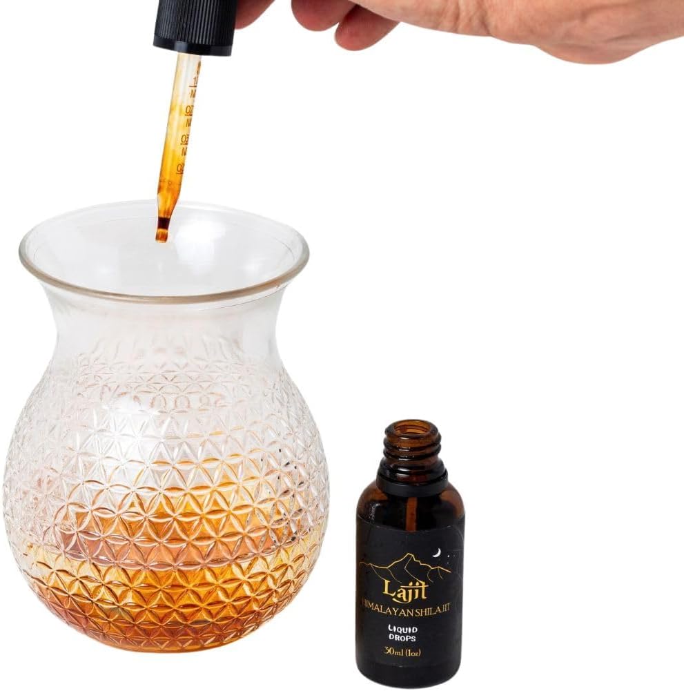 Organic Gold Grade Himalayan Shilajit Liquid Drops | Sourced by Nepalese Sherpas | Lab Tested for Purity | Sundried at 18k Feet