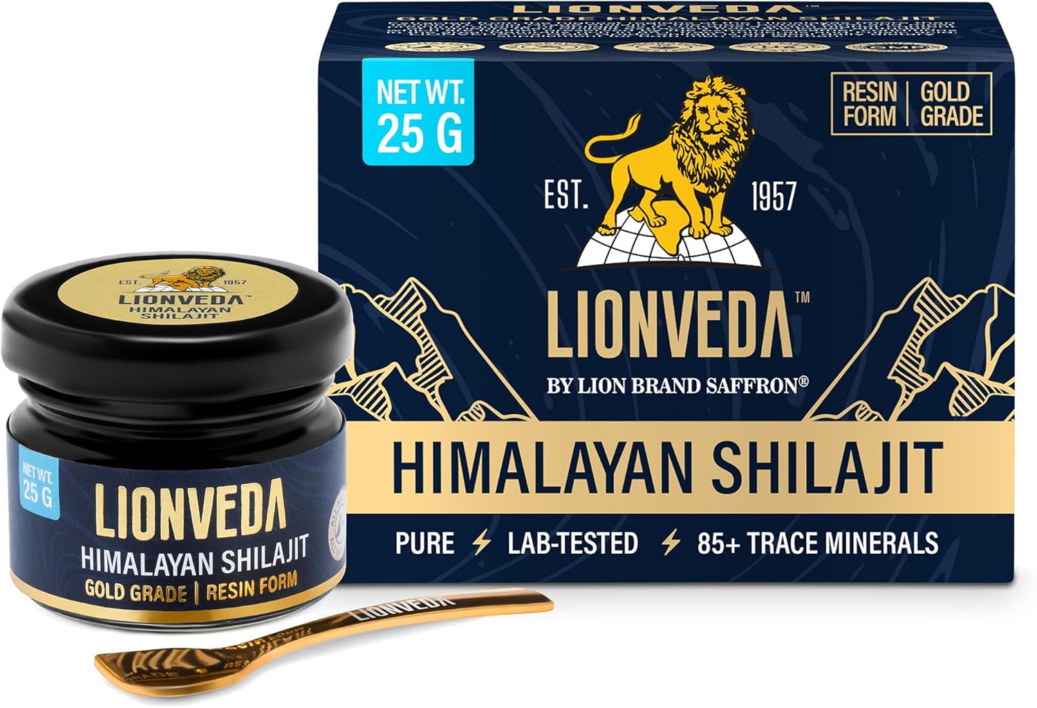 Organic Gold Grade Himalayan Shilajit Resin - 85+ Trace Minerals & Fulvic Acid for Energy & Immune Support - Lab-tested Supplement (50 Servings/25g)