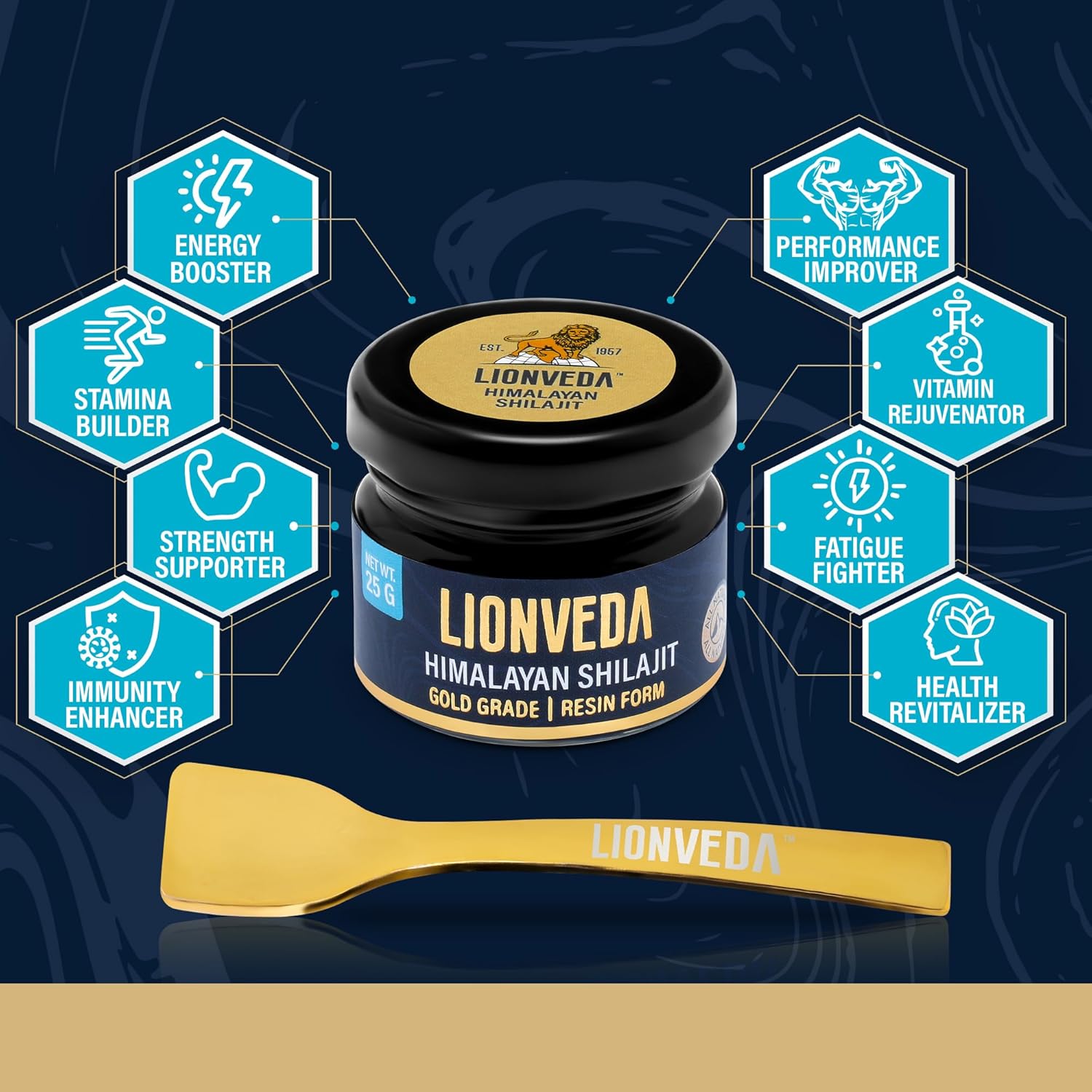 Organic Gold Grade Himalayan Shilajit Resin - 85+ Trace Minerals & Fulvic Acid for Energy & Immune Support - Lab-tested Supplement (50 Servings/25g)