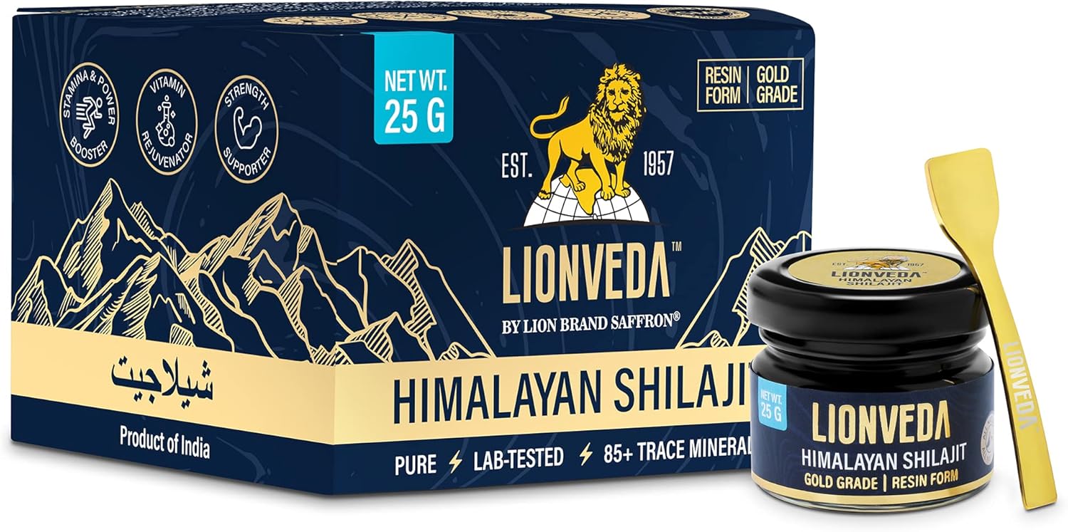 Organic Gold Grade Himalayan Shilajit Resin - 85+ Trace Minerals & Fulvic Acid for Energy & Immune Support - Lab-tested Supplement (50 Servings/25g)