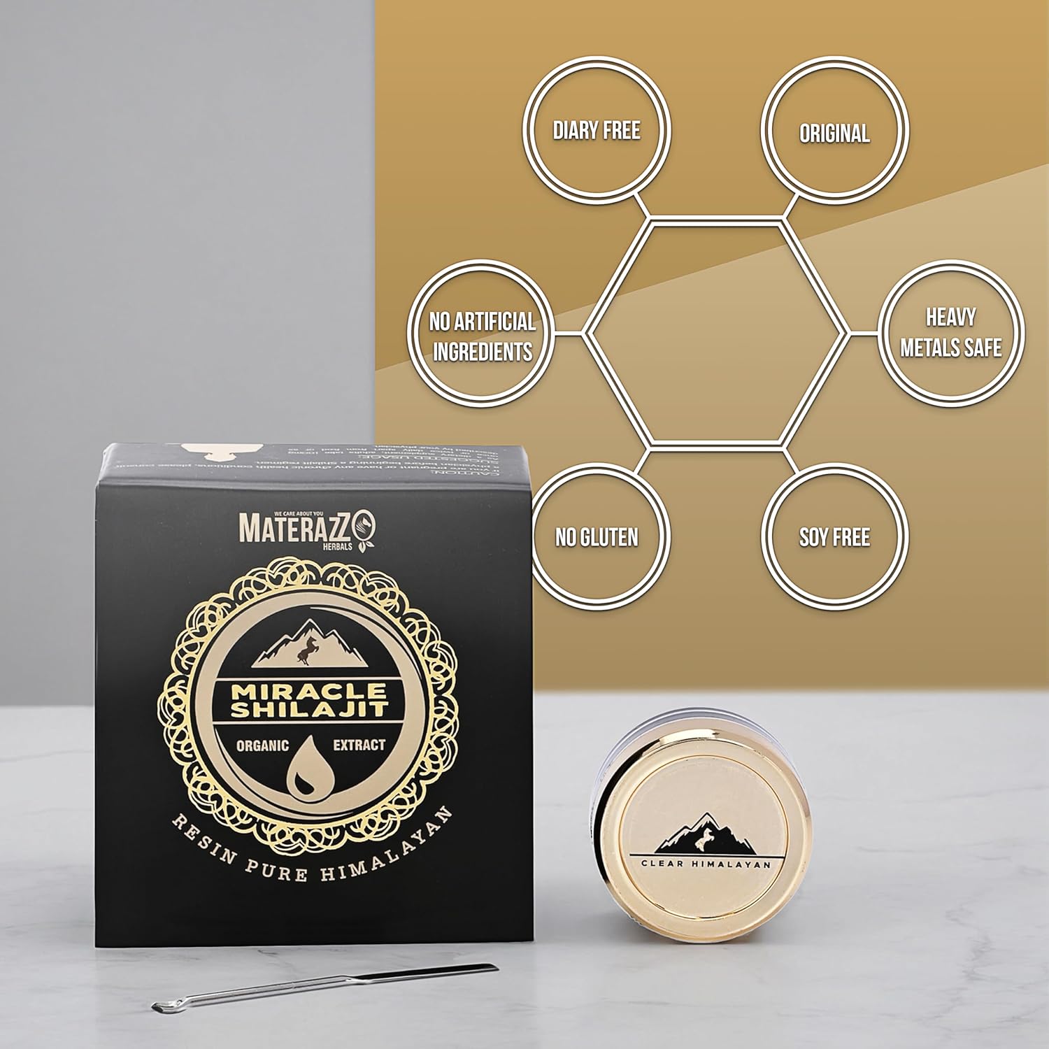 Organic Gold Grade Himalayan Shilajit Resin Supplement - 85+ Trace Minerals - Supports Vitality & Wellness - Ideal for Men & Women - 18g Pack