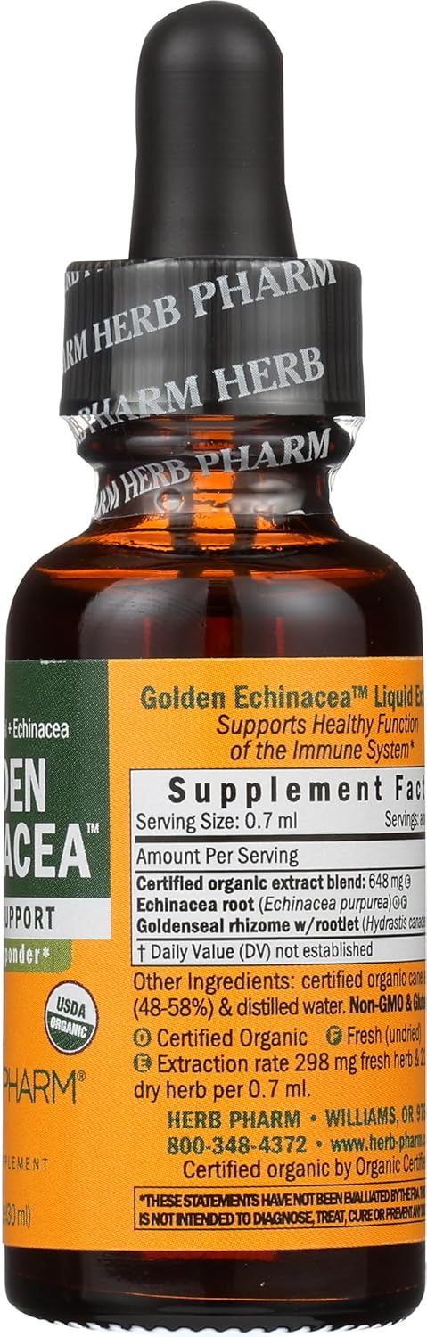 Organic Golden Echinacea Tincture by HERB PHARM - 1 Fluid Ounce