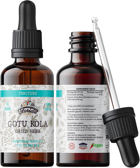 Organic Gotu Kola Tincture - Centella Asiatica Extract Drops from Florida Herbs