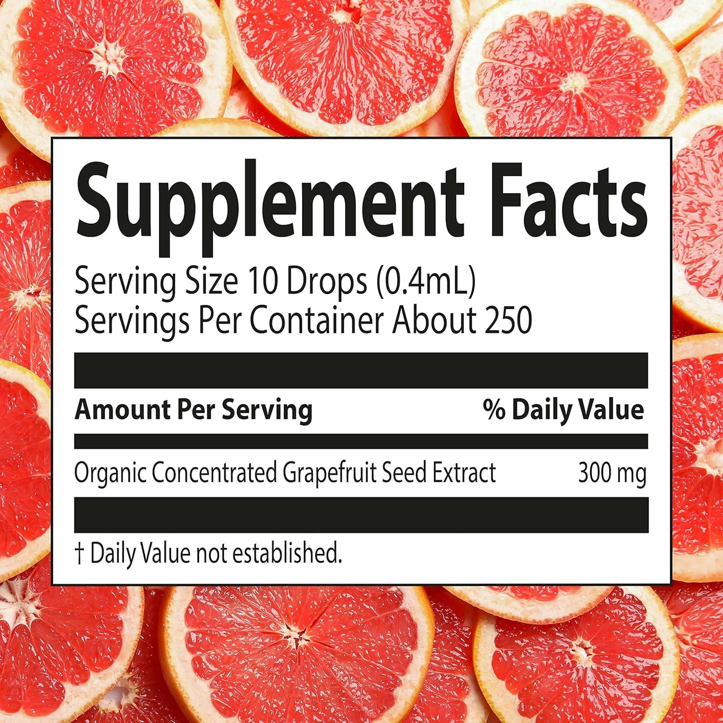 Organic Grapefruit Seed Extract Supplement - 300mg per Serving - Liquid Concentrate - 82 Day Supply - 3.4 fl oz