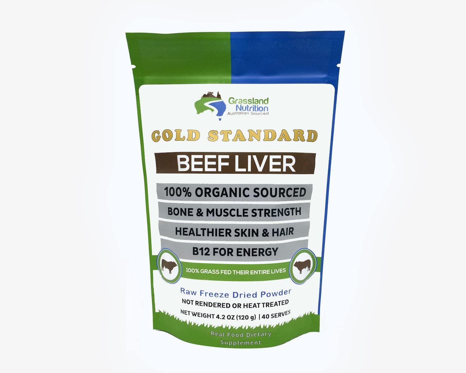Organic Grass Fed Beef Liver Powder - Freeze Dried for Natural Iron, Vitamin A & B12 - Energy Boost (120G)