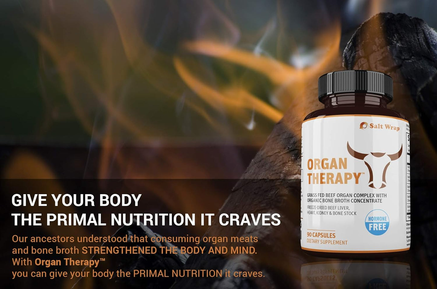 Organic Grass-Fed Beef Organ Meat Complex Supplement with Bone Broth - Liver, Heart, Kidney, Bone Broth Capsules with BioPerine - 90 Capsules