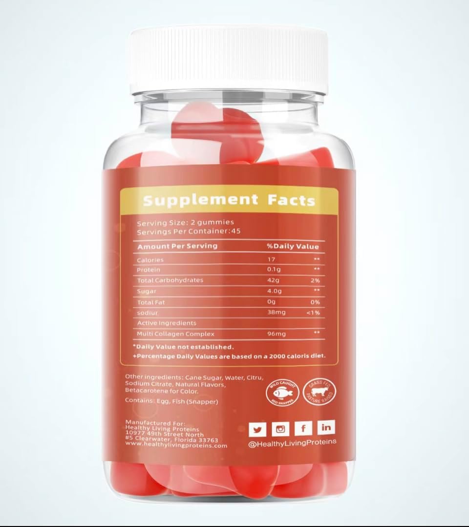 Organic Grass-Fed Collagen Gummies with Multi Hydrolyzed Peptides - 90 Count