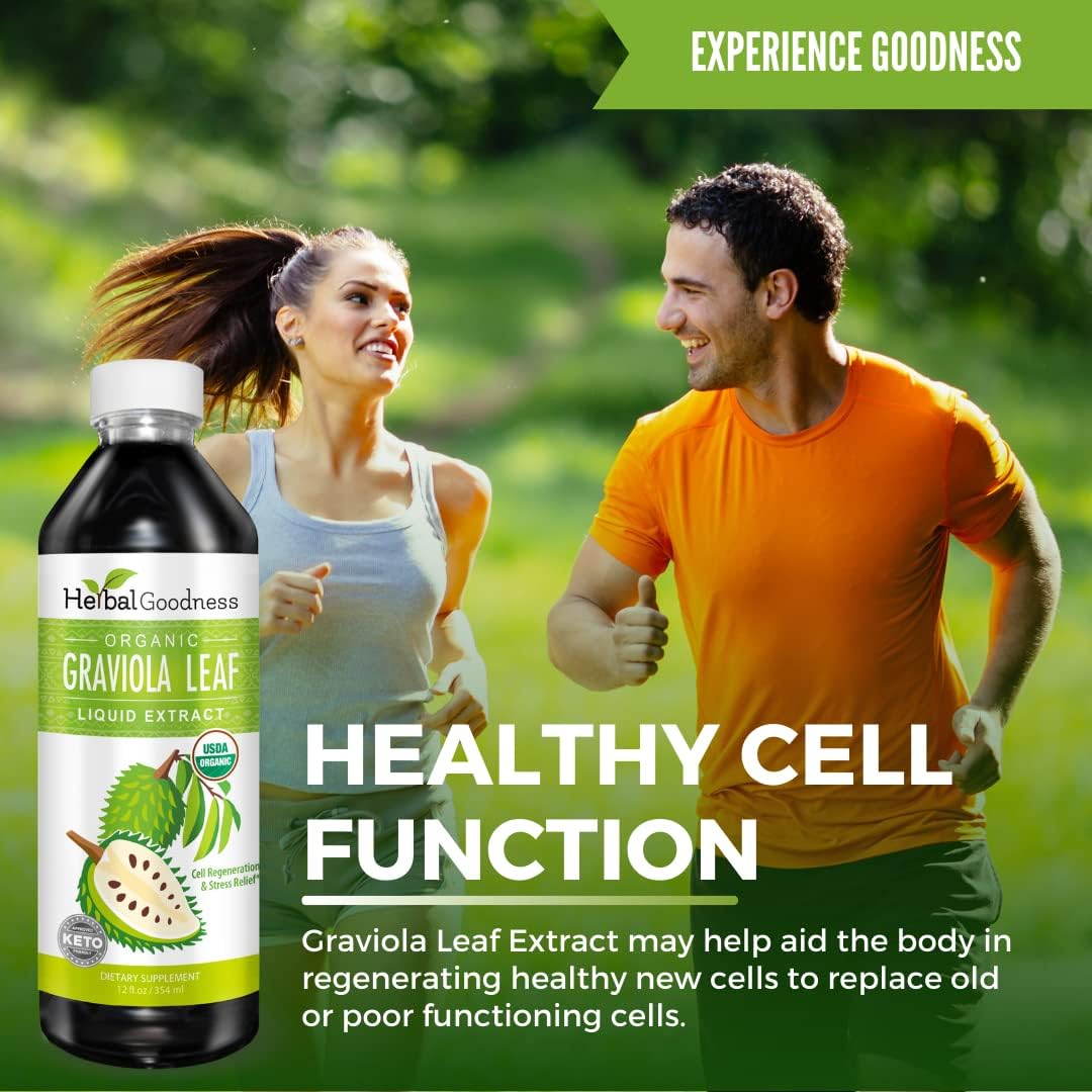Organic Graviola Leaf Extract 15X Strength - Soursop Liquid Supplement for Cell Support, Stress Relief, and Immune Boost - 12oz x 12 bottles