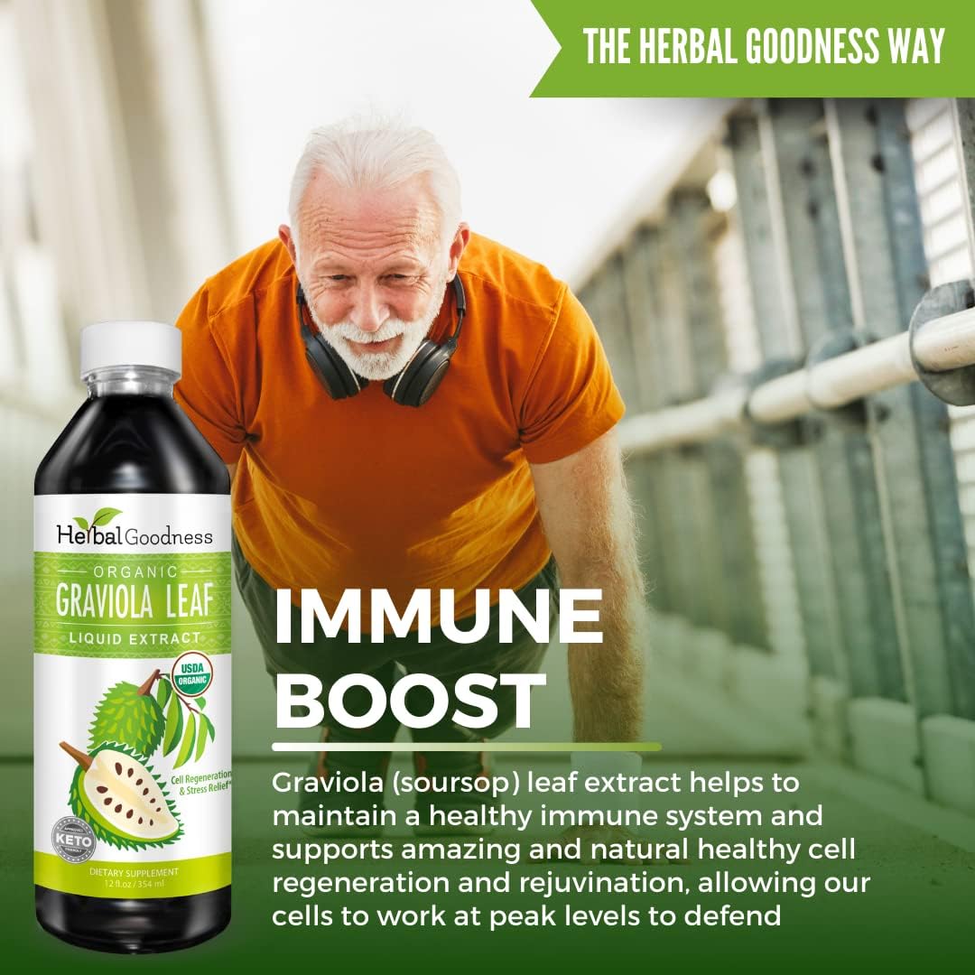 Organic Graviola Leaf Extract 15X Strength - Soursop Liquid Supplement for Cell Support, Stress Relief, and Immune Boost - 12oz x 12 bottles