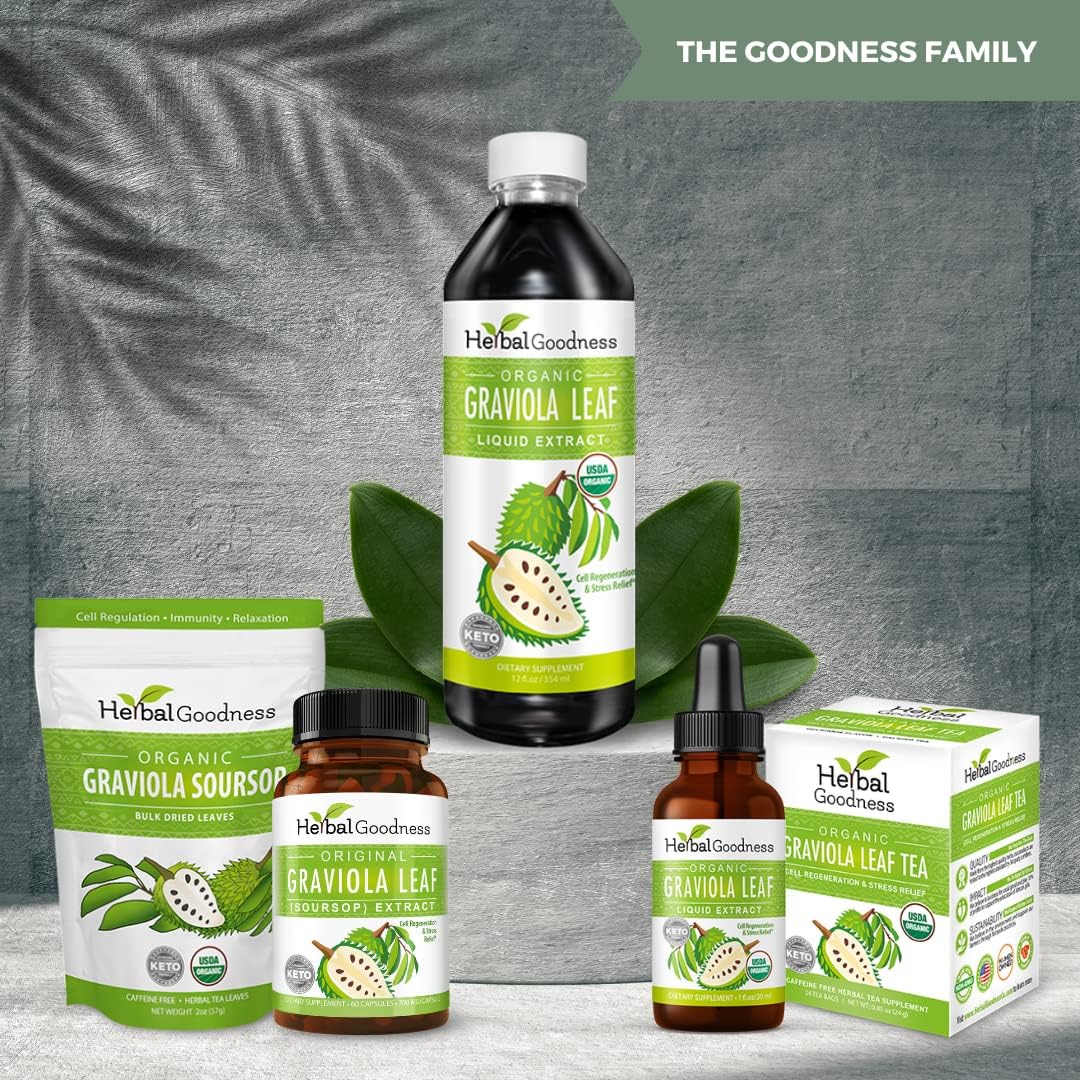 Organic Graviola Leaf Extract 15X Strength - Soursop Liquid Supplement for Cell Support, Stress Relief, and Immune Boost - 12oz x 12 bottles