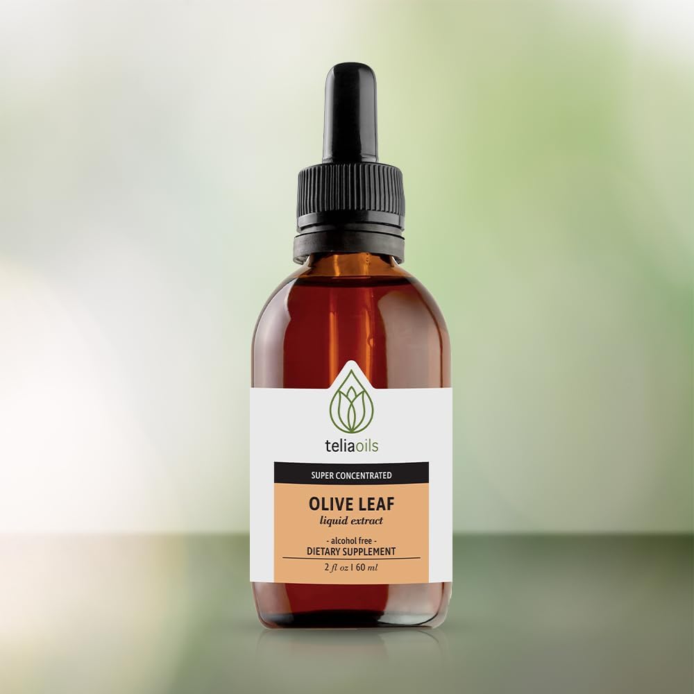 Organic Greek Olive Leaf Glycerin Extract with Antioxidant Oleuropein - Pure, Potent, Non-GMO, Vegan, Gluten-Free - Alcohol-Free - 2 fl oz