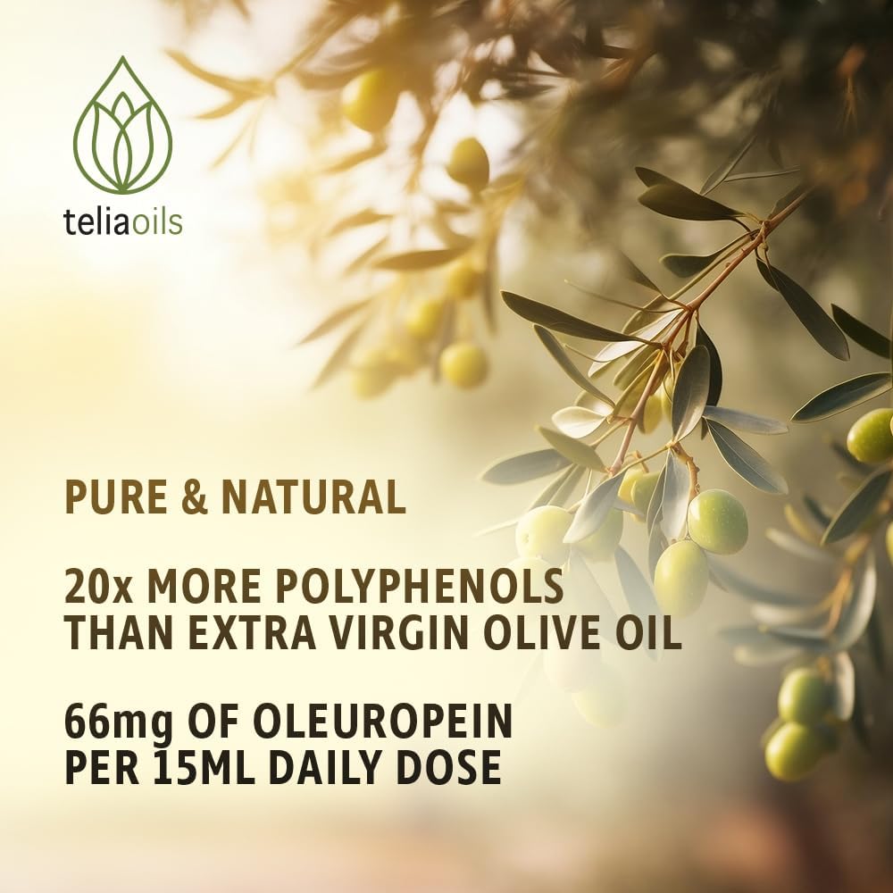 Organic Greek Olive Leaf Glycerin Extract with Antioxidant Oleuropein - Pure, Potent, Non-GMO, Vegan, Gluten-Free - Alcohol-Free - 2 fl oz