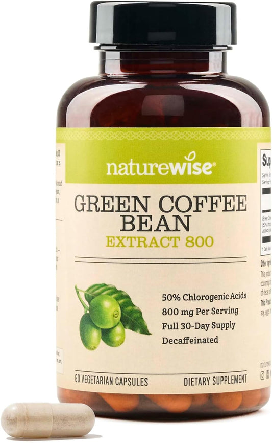 Organic Green Coffee Bean Extract 800mg - 50% Chlorogenic Acids - Weight Support, Energy Boost, Antioxidant - Vegan, Non-GMO - 60 Capsules