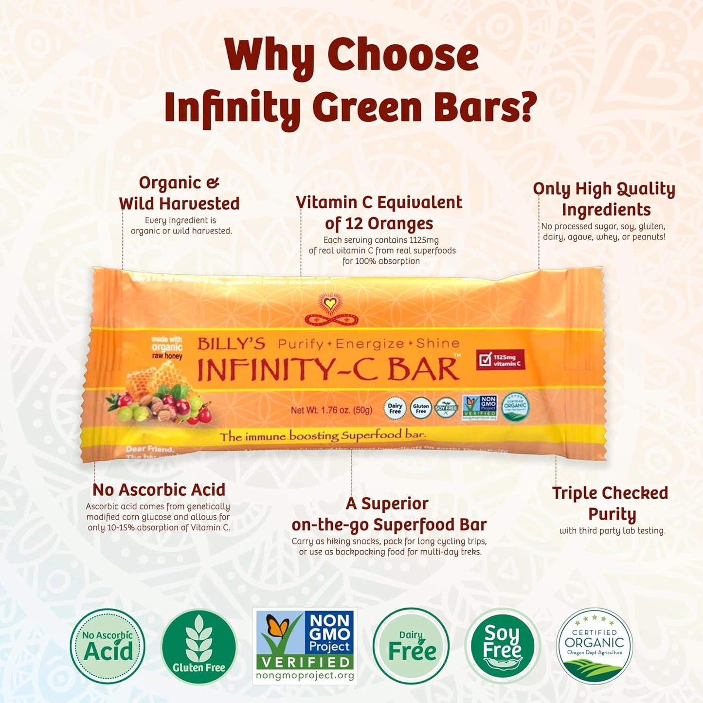 Organic Green Superfood Bars & Vitamin C Snack Bars Bundle - 24 Pack