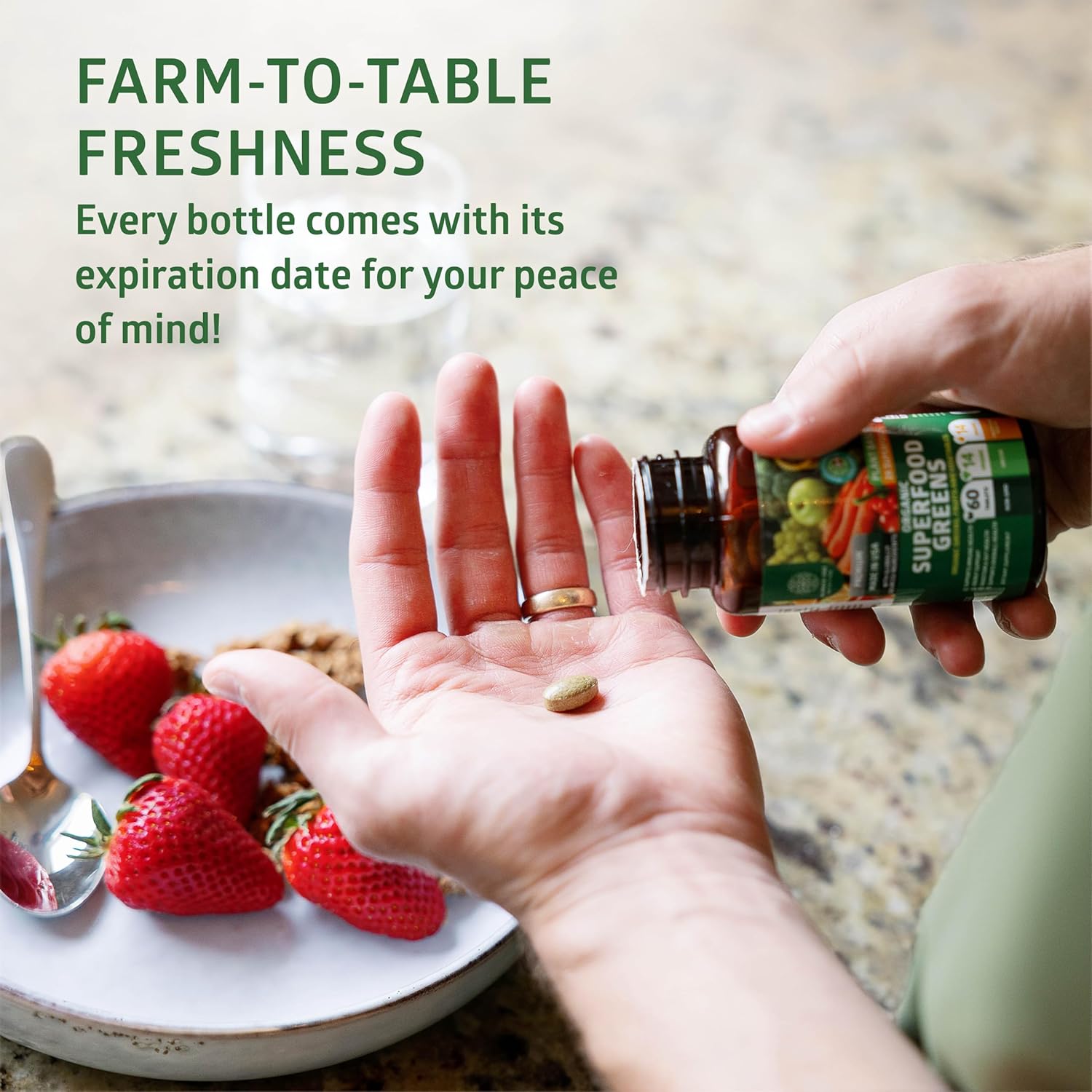 Organic Green Superfood & Fruit/Veggie Supplement - 2-Pack with 28 Powerful Ingredients for Energy, Immunity, Digestion - Made in USA - 120 Ct.