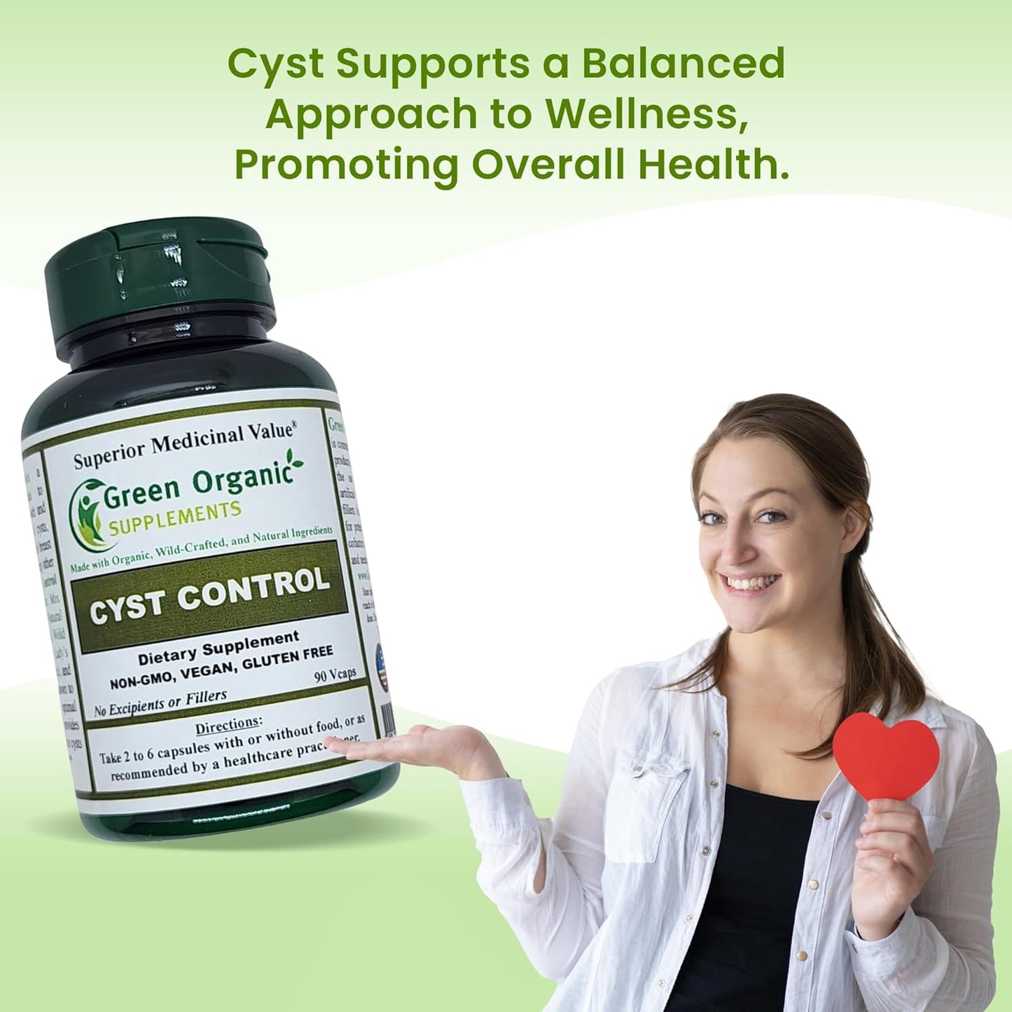 Organic Green Supplements for Breast Cysts - 90 VCaps, Non-GMO, High Absorption, Gluten-Free - Pack of 2