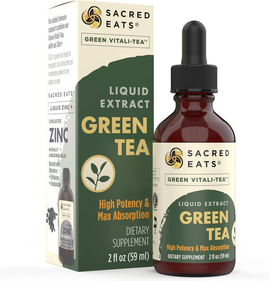 Organic Green Tea Liquid Extract Drops for Immune Support - Antioxidants & Polyphenols Supplement - Gentle Energy Boost - Non-GMO, Alcohol & Gluten Free