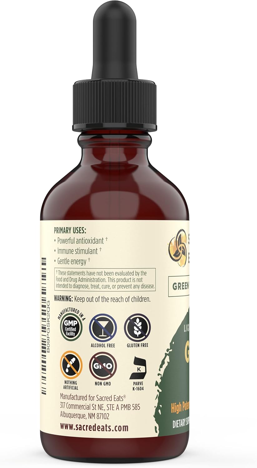 Organic Green Tea Liquid Extract Drops for Immune Support - Antioxidants & Polyphenols Supplement - Gentle Energy Boost - Non-GMO, Alcohol & Gluten Free