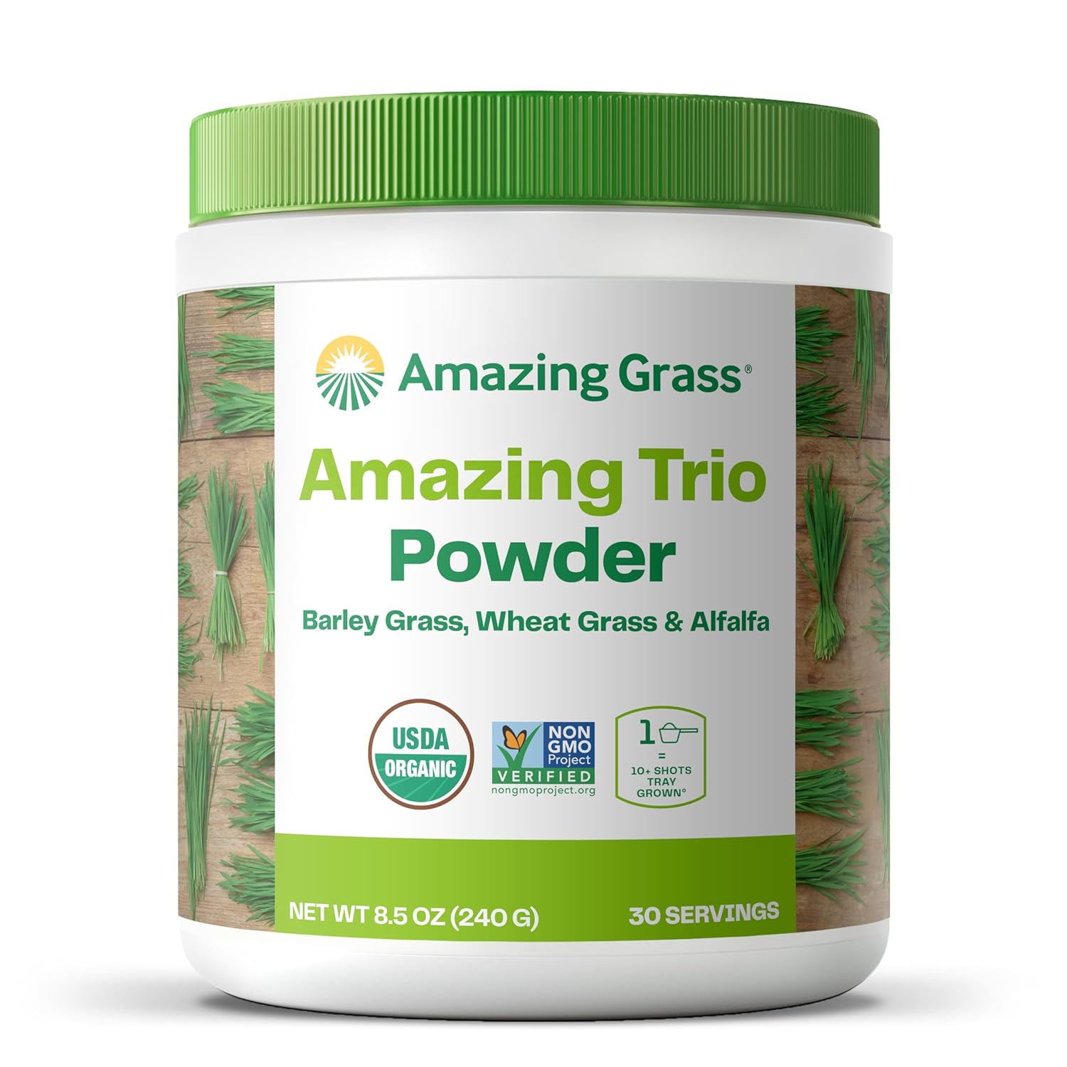 Organic Greens Powder Blend with Wheatgrass, Alfalfa, & Barley Grass - Rich in Chlorophyll - 30 Servings